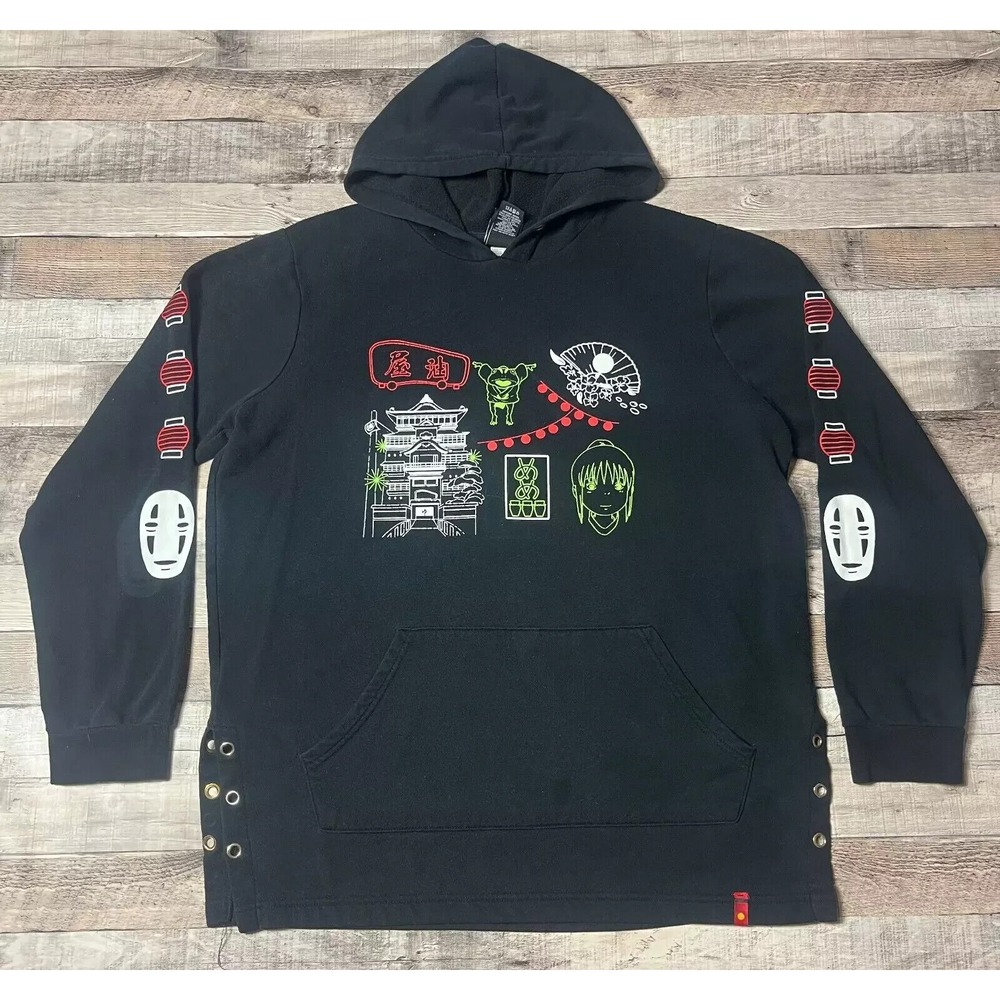 Spirited Away Hoodie Adult XL Black Vintage Studio Ghibli Anime Manga 2001
